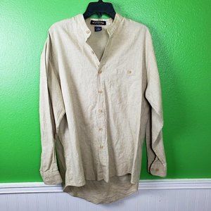 Vintage Men's New River Cotton Button Up Beige Shirt size medium